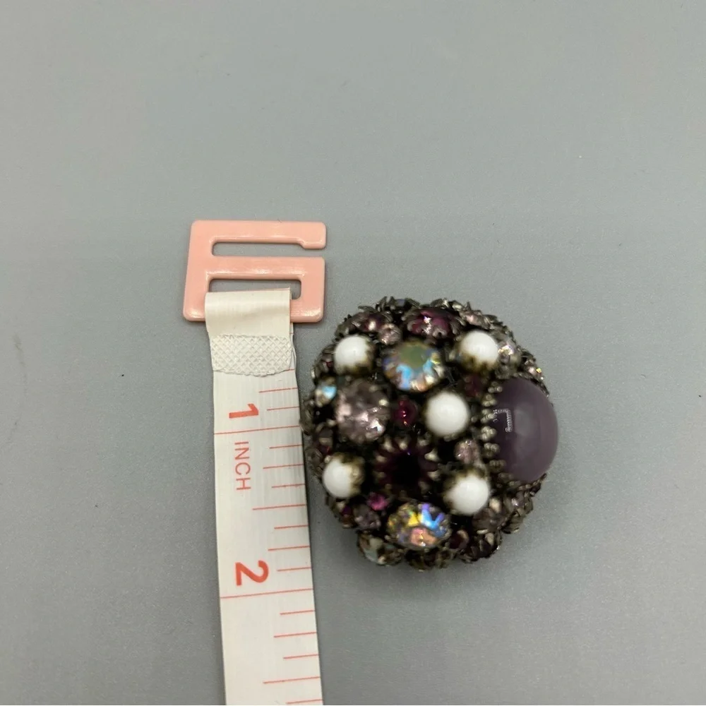 Miriam Haskell Mid Century Rhinestone Cabochon Statement Brooch
